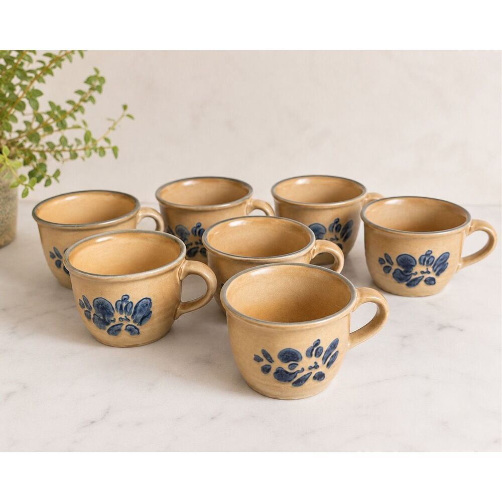 Pfaltzgraff vintage folk art stoneware mug set of 7